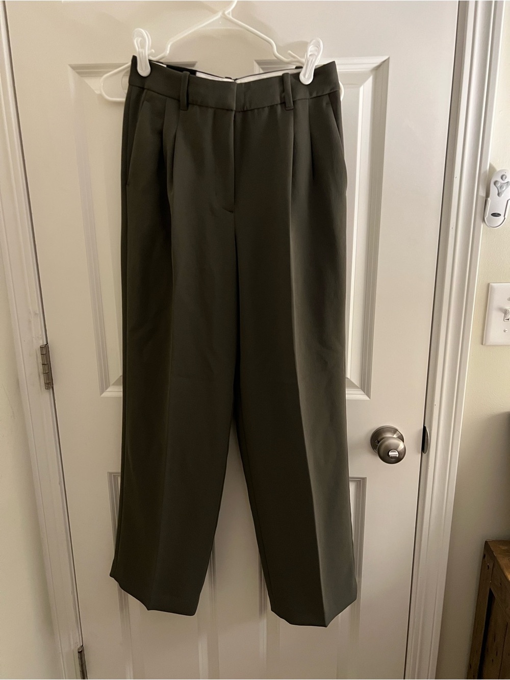Aritzia Wide-Leg Pants in Olive Green
